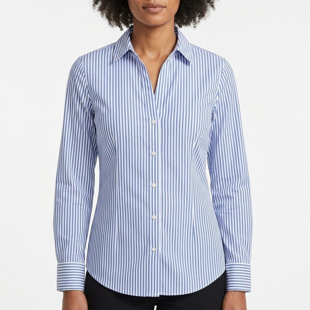 Express THE Essential Shirt Striped Stretch Button-Up Shirt Women Size M